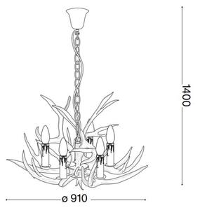 Ideal Lux - Candelabru CHALET 8xE14/40W/230V pe lanț, design coarne