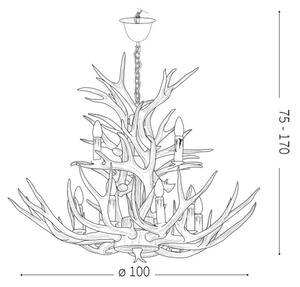 Ideal Lux - Candelabru CHALET 12xE14/40W/230V pe lanț, design coarne