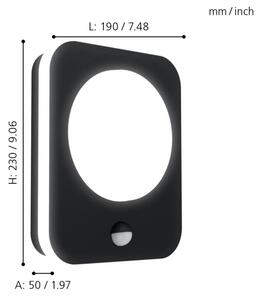 Aplică LED de exterior cu senzor MADRIZ LED/9W/230V IP44 Eglo 99584