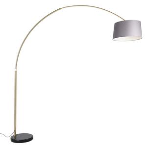 Lampă cu arc din alamă cu nuanță din țesătură de marmură gri 45 cm - XXL