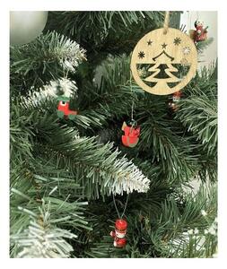 Set 10 decoratiuni din lemn pentru bradul de Craciun, inaltime 2.5 - 3.5 cm, cutie depozitare