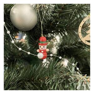 Set 10 decoratiuni din lemn pentru bradul de Craciun, inaltime 2.5 - 3.5 cm, cutie depozitare