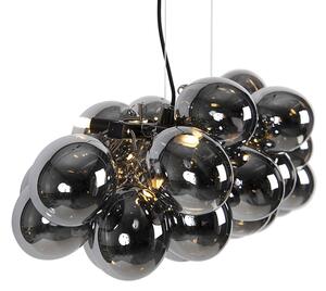 Lampă suspendată design negru cu sticlă fumurie cu 8 lumini - Uvas
