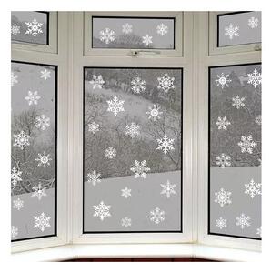 Autocolante de Craciun pentru decorarea ferestrelor, diametru 7.5 cm, model fulg de nea