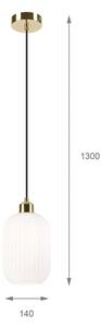 Lustră pe cablu HARMA 1xE27/15W/230V d. 14 cm alb/auriu