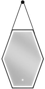 Mexen Orla oglindă iluminată de baie 50 x 70 cm, LED 6000K, anti aburire, ramă neagră - 9815-050-070-611-70