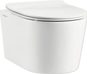 Vas WC suspendat Jungborn ONE, incl. capac WC soft close, fără margine clătire, alb