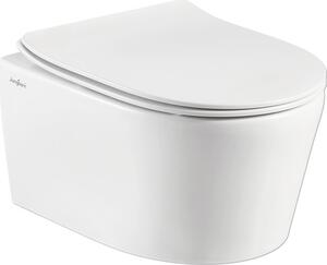 Vas WC suspendat scurtat Jungborn ONE, incl. capac WC soft close, fără margine clătire, alb
