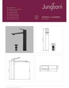 Baterie lavoar Jungborn GAMMA ventil Push-Open negru mat