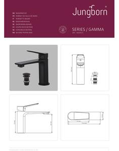 Baterie lavoar monocomandă Jungborn GAMMA negru mat
