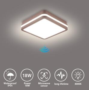 Brilagi-LED Lampă de exterior cu senzor BENE LED/18W/230V 21,5x21,5 cm maro IP54