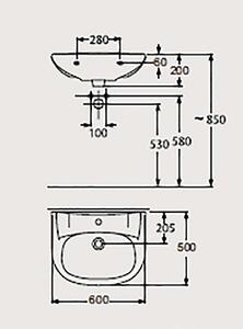 Lavoar suspendat Neo 60x48 cm alb
