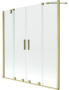 Mexen Velar Duo paravan cadă 2-aripi culisant 140 x 150 cm, transparent, auriu cu aspect periat - 896-140-000-02-55