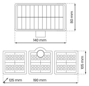 Proiector solar LED 20W cu senzor mișcare, 3,7V 1200mAh IP44 + telecomandă