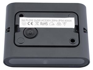 Aplică perete exterior LED FLOW 2xLED/3W/230V IP54 negru