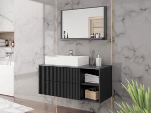 Set mobilier baie Kiago I (negru + negru marmură) (fără baterie, fără sifon, fără lavoar). 1122361