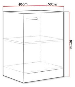 Dulap inferior de bucătărie Milo 60 D 1F BB (gri + gri lucios). 1122662