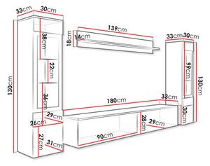 Mobilier living Selwyn II (cu iluminare) (grafit). 1122971
