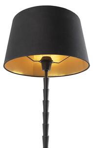 Lampă de masă Art Deco neagră cu abajur negru din bumbac 35 cm - Pisos