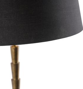 Lampă de masă Art Deco bronz cu abajur de bumbac negru 35 cm - Pisos