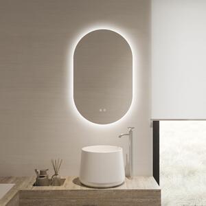 Oglindă Baie LED și Dezaburire Elit's Premium cu Senzor Touch, Lumina Rece, Caldă și Neutră, 50x80cm,Iluminare spate