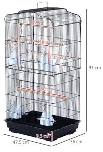 PawHut Colivie pentru Păsări din fier cu Tavă 47,5x36x91 cm | AOSOM RO