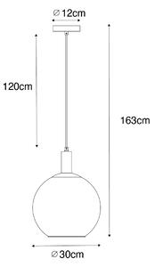 Lampă suspendată de design neagră cu sticlă aurie - Bert