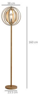 HOMCOM Lampa de podea abajur pivotant moderna creativa Baza din lemn cauciuc pentru casa Ф38 x 160cm