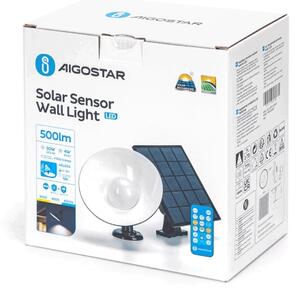 Aplică LED solară Aigostar cu senzor LED/3,2V 3000K/4000K/6500K IP65 + telecomandă
