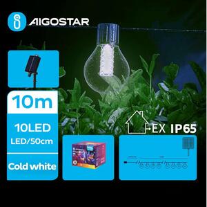 Instalație LED solară decorativă Aigostar 10xLED/8 funcții 10,5m IP65 alb rece