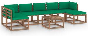 Set mobilier de grădină cu perne verzi, 8 piese