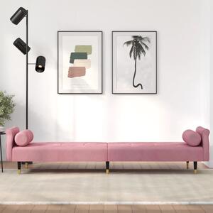 Canapea extensibilă cu perne, roz, catifea