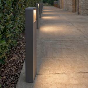 Lucande Bornă luminoasă LED Leya, 65 cm, antracit, metal, IP54, Negru, Aluminiu, Modern