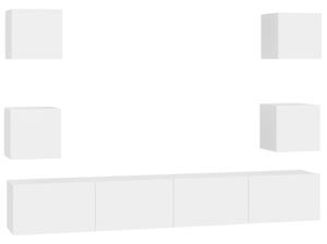 Set dulapuri TV, 6 piese, alb, lemn prelucrat