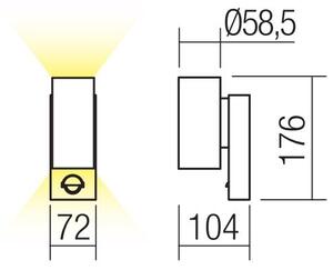 Redo 9453-LED VINCE Aplica de perete pentru exterior cu senzor, 2xLED/3W/230V, IP54, antracit