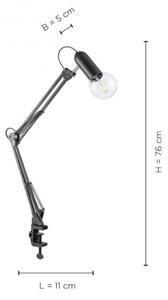Lampă de masă cu clemă JUST LIGHT. 14773-18 TURN ME 1xE27/60W/230V negru