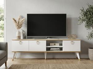 Masuta TV CAROL 160 cm, alba/aurie