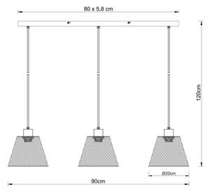 Lustră pe cablu Globo 15646-3H BAKU 3xE27/40W/230V