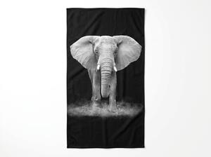 Prosoapa XXL de plaja cu uscare rapida ELEPHOS negru-gri 150 x 210 cm, 100% microfibra
