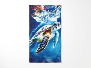 Prosop de plaja XXL uscare rapida CHELONIA albastru 150 x 210 cm, 100% microfibra
