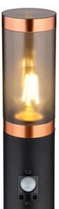 Lampă de exterior cu senzor Globo 3159BCS BOSTON 1xE27/15W/230V IP44 110 cm negru/cupru