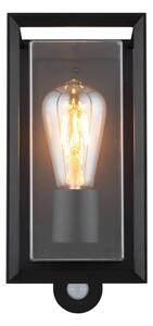 Aplică de exterior cu senzor Globo 31982SS LOGANA 1xE27/60W/230V IP44 negru