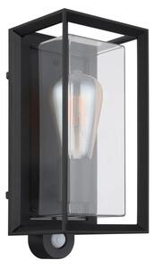 Aplică de exterior cu senzor Globo 31982SS LOGANA 1xE27/60W/230V IP44 negru