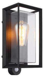 Aplică de exterior cu senzor Globo 31982SS LOGANA 1xE27/60W/230V IP44 negru
