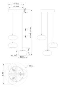 Lustră LED pe cablu Globo 15744-3HN QUINTARA 3xLED/6W/230V