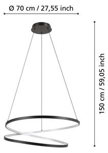 Lustră LED pe cablu Eglo 901138 RUOTALE LED/42W/230V 3000K negru