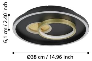 Eglo 901244 - Plafonier LED TIRIOLO LED/14W/230V+LED/8,5W negru/auriu