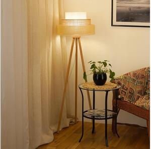 Brilagi - Lampă de podea CEDAR LUNETA 1xE27/15W/230V ratan maro/crem