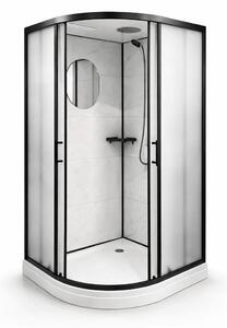 Cabina de dus semirotunda Paris-90, dimensiune 90×90 cm, panouri compozit cu aspect de faianta