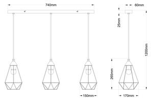Lustră pe cablu Globo 15745-3H ZACHARY 3xE27/60W/230V
